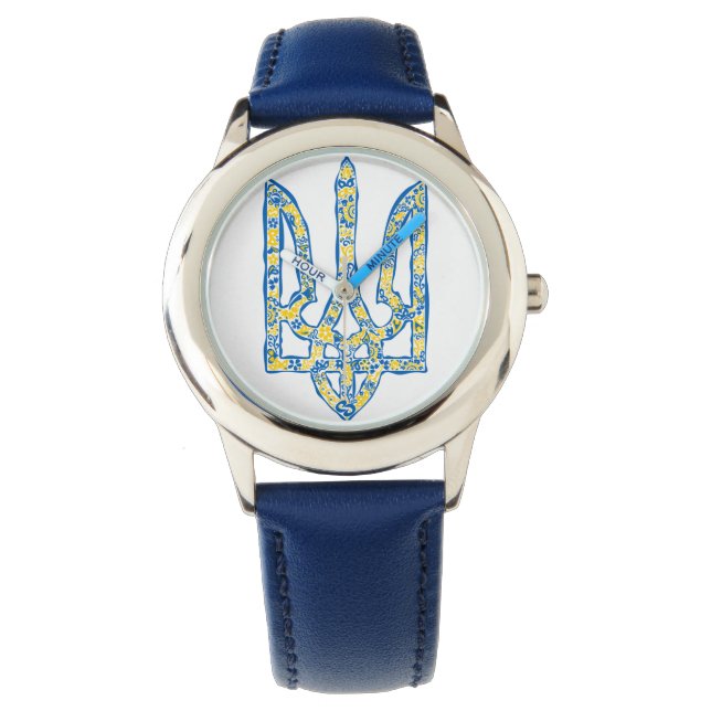 Etniska ukrainska nationella emblemet trident tryz armbandsur (Framsida)
