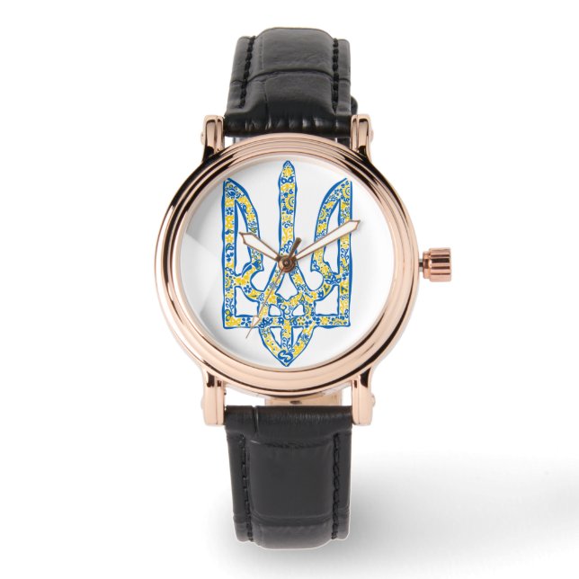 Etniska ukrainska nationella emblemet trident tryz armbandsur (Framsida)