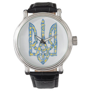 Etniska ukrainska nationella emblemet trident tryz armbandsur