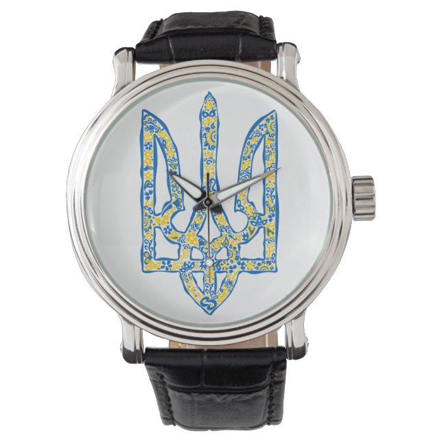 Etniska ukrainska nationella emblemet trident tryz armbandsur (Framsida)
