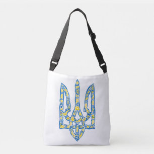 Etniska ukrainska nationella emblemet trident tryz axelväska