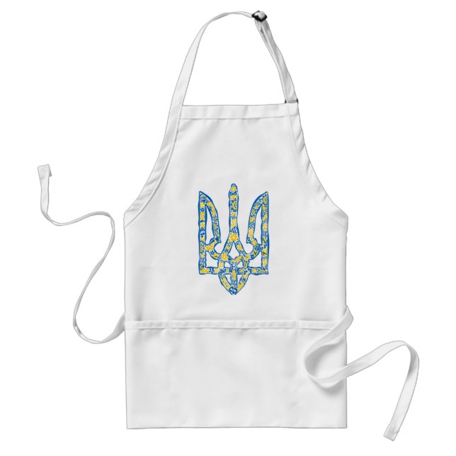 Etniska ukrainska nationella emblemet trident tryz förkläde (Framsidan)