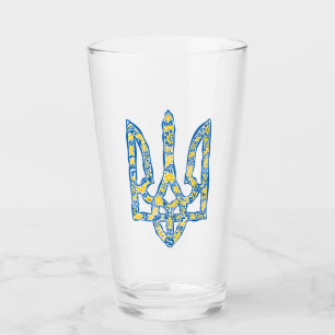 Etniska ukrainska nationella emblemet trident tryz glaskopp