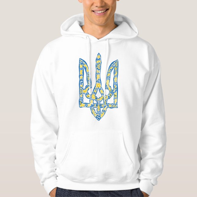Etniska ukrainska nationella emblemet trident tryz hoodie (Framsida)