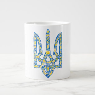 Etniska ukrainska nationella emblemet trident tryz jumbo mugg