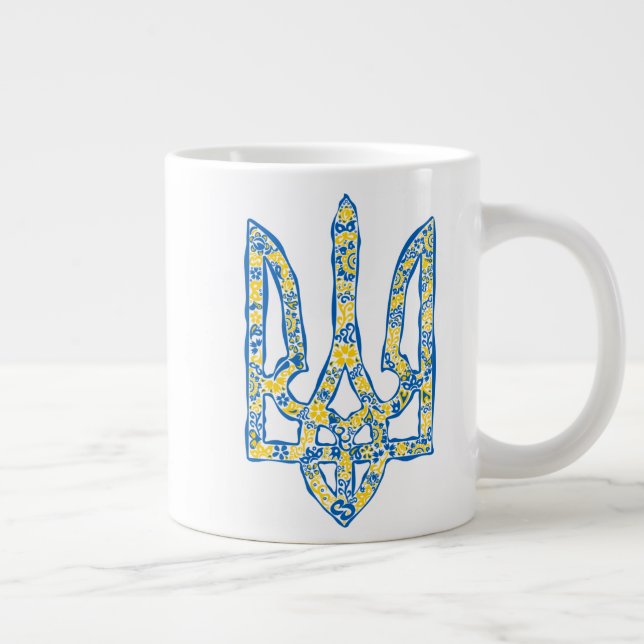 Etniska ukrainska nationella emblemet trident tryz jumbo mugg (Höger)