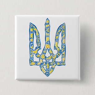 Etniska ukrainska nationella emblemet trident tryz knapp