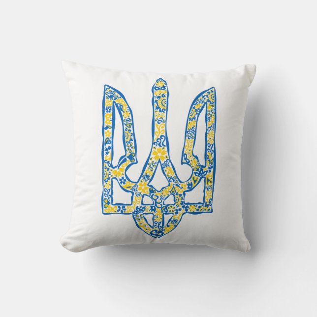 Etniska ukrainska nationella emblemet trident tryz kudde (Framsida)