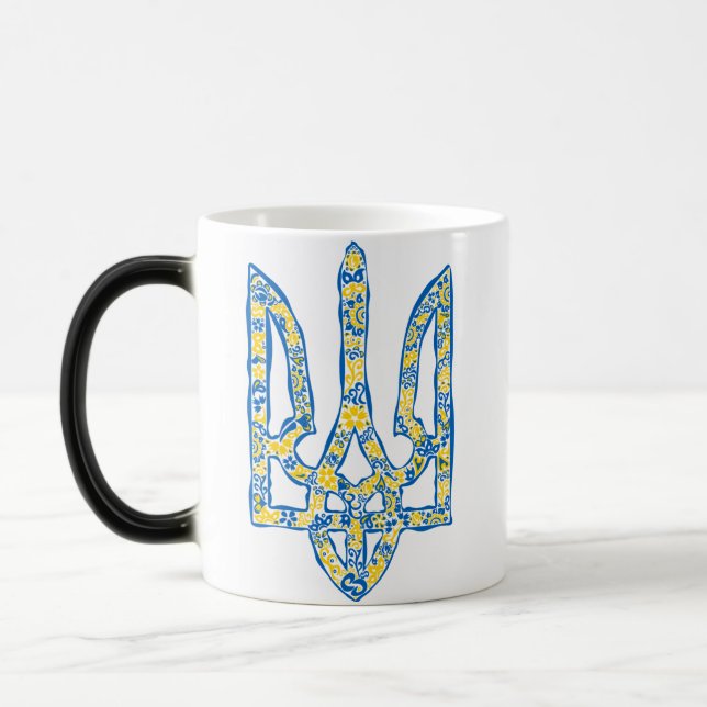 Etniska ukrainska nationella emblemet trident tryz magisk mugg (Vänster)