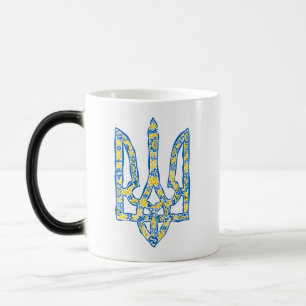 Etniska ukrainska nationella emblemet trident tryz magisk mugg