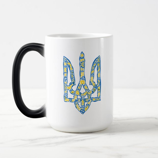 Etniska ukrainska nationella emblemet trident tryz magisk mugg (Vänster)
