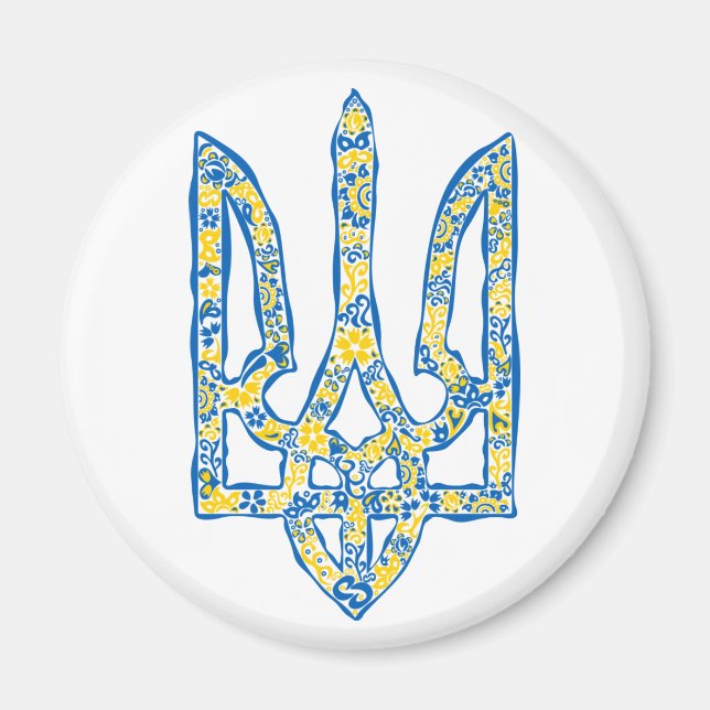 Etniska ukrainska nationella emblemet trident tryz magnet (Framsidan)