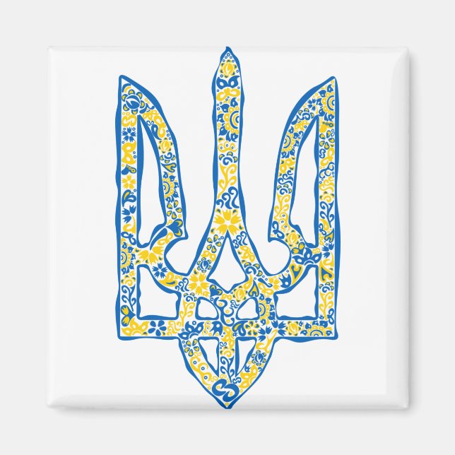 Etniska ukrainska nationella emblemet trident tryz magnet (Framsidan)