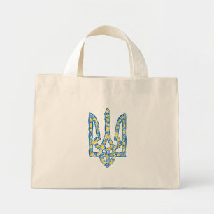 Etniska ukrainska nationella emblemet trident tryz mini tygkasse