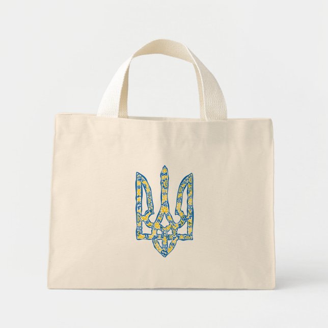 Etniska ukrainska nationella emblemet trident tryz mini tygkasse (Framsidan)