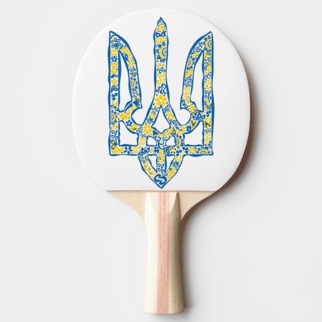 Etniska ukrainska nationella emblemet trident tryz pingisracket (Framsidan)