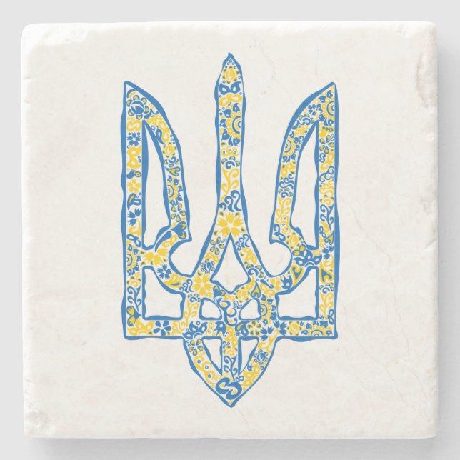 Etniska ukrainska nationella emblemet trident tryz stenunderlägg (Framsidan)