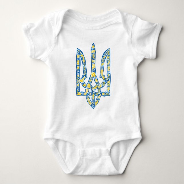 Etniska ukrainska nationella emblemet trident tryz t shirt (Framsida)