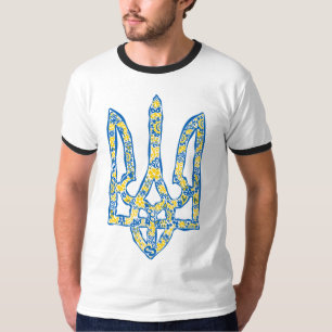 Etniska ukrainska nationella emblemet trident tryz t shirt