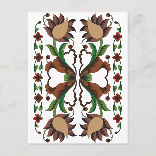 Etniska vintagens blommigt vykort (Framsida)