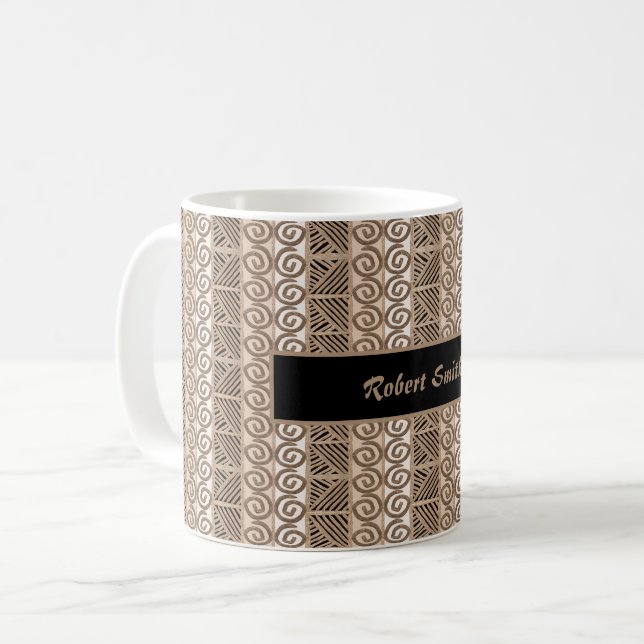 Etniskt afrikanskt hand plockademönster kaffemugg (Framsida vänster)