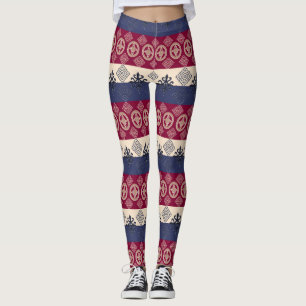 Etniskt afrikanskt mönster med Adinkra simbols Leggings