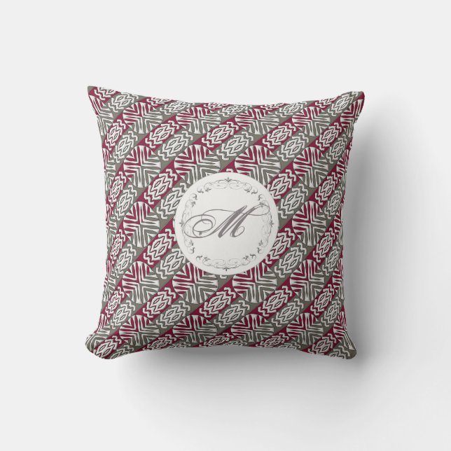 etniskt afrikanskt sömlöst mönster.monogram. kudde (Framsida)