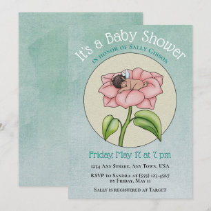 Etniskt Baby-mejeri i blommor till babyskor Inbjudningar