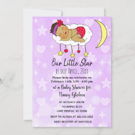 Etniskt Baby på Cloud och Måne Girl Baby Shower Inbjudningar
