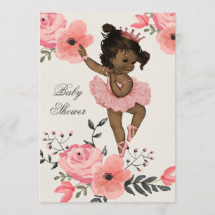 Etniskt Ballerina Watercolor Flowers Baby Shower Inbjudningar