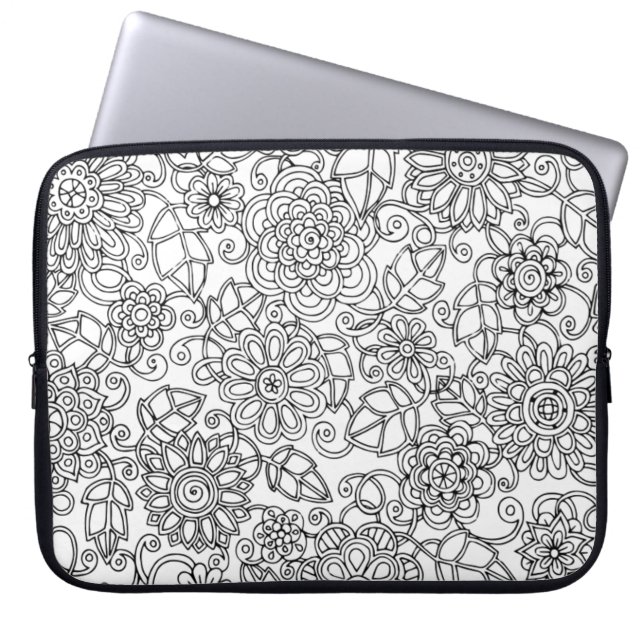 Etniskt blom- klotter laptop sleeve (Framsidan)