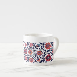 Etniskt botaniskt uzbekiska Suzani Traditional mön Espressomugg