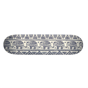 Etniskt elefantmönster för blått old school skateboard bräda 18 cm