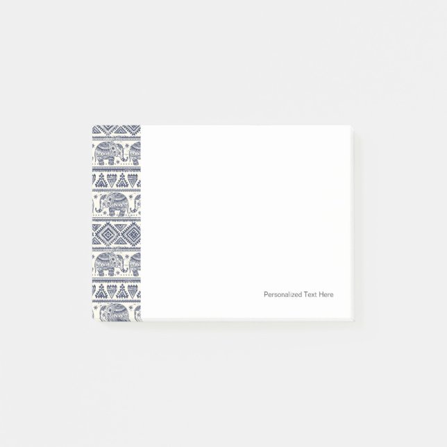 Etniskt elefantmönster för blått post-it block (Framsida)
