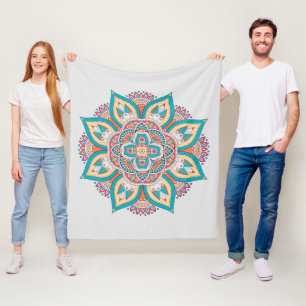 Etniskt färgat mandala stil mönster fleecefilt