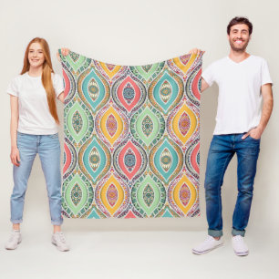 Etniskt färgat mandala stil mönster fleecefilt