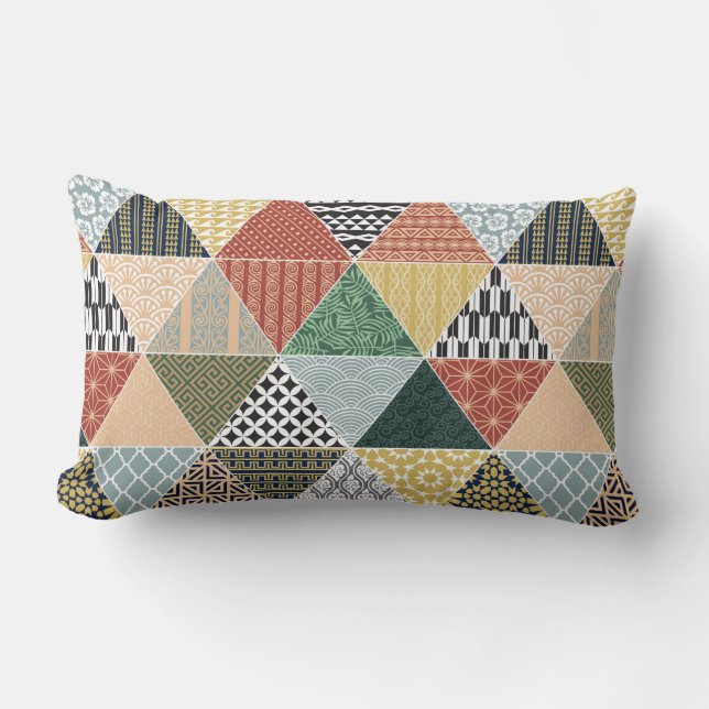 Etniskt färgpatchworkteknik i Mönster Lumbarkudde (Framsida)