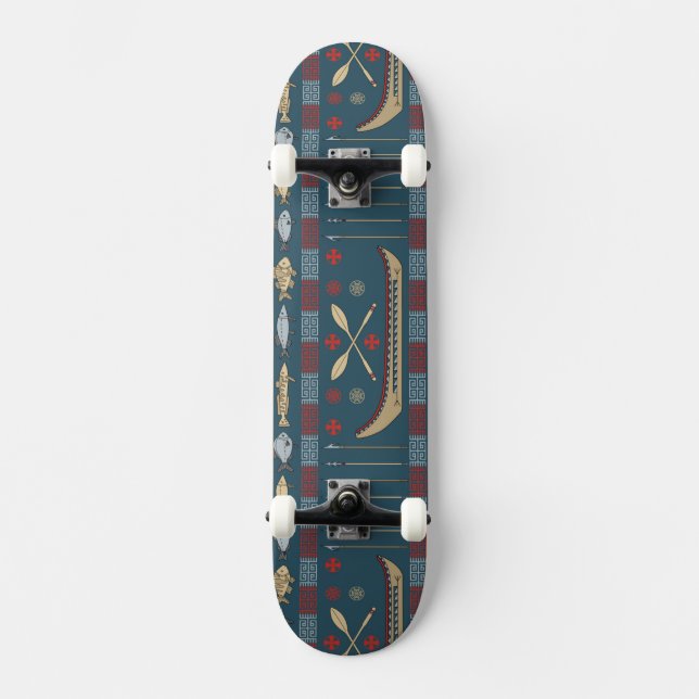 Etniskt fiskemönster skateboard bräda 20,5 cm (Framsida)