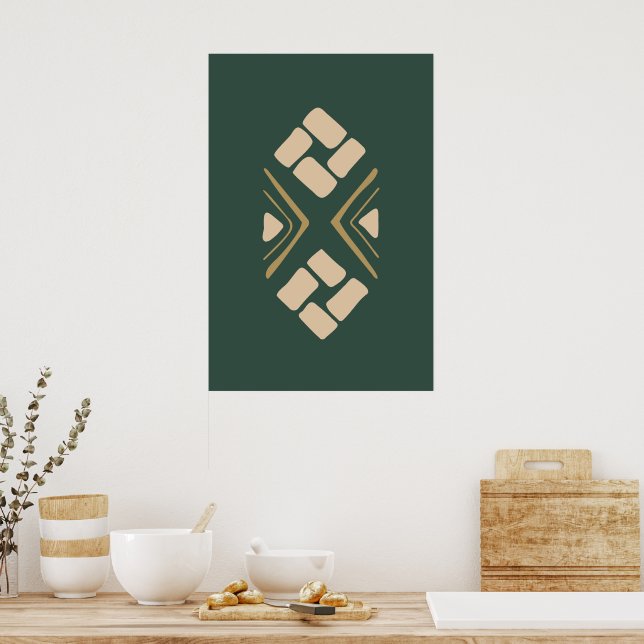 Etniskt formen Brown Doodle Geometric Tribal Poster (Kök)