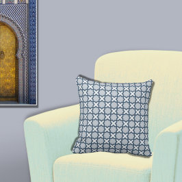 Etniskt Geometric Blue Moroccan Inspired Kudde
