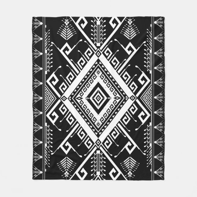 Etniskt geometriskt indiska gräns, abstrakt. fleecefilt (Framsidan)