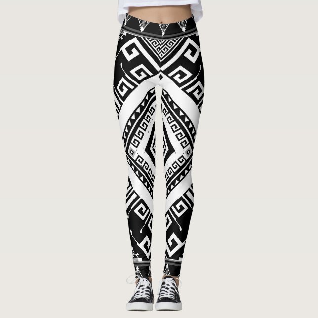 Etniskt geometriskt indiska gräns, abstrakt. leggings (Framsida)