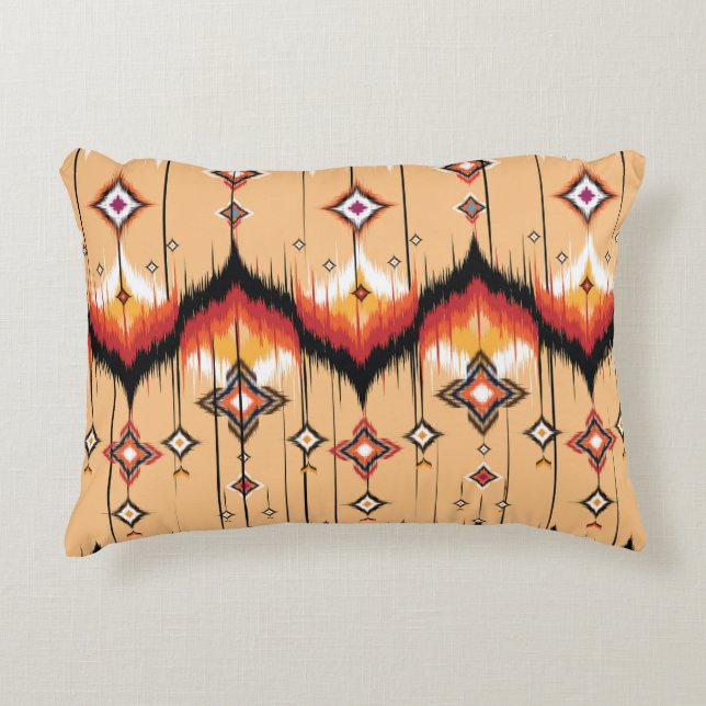 Etniskt geometriskt iskat: Aztec Seamless. Prydnadskudde (Framsidan)