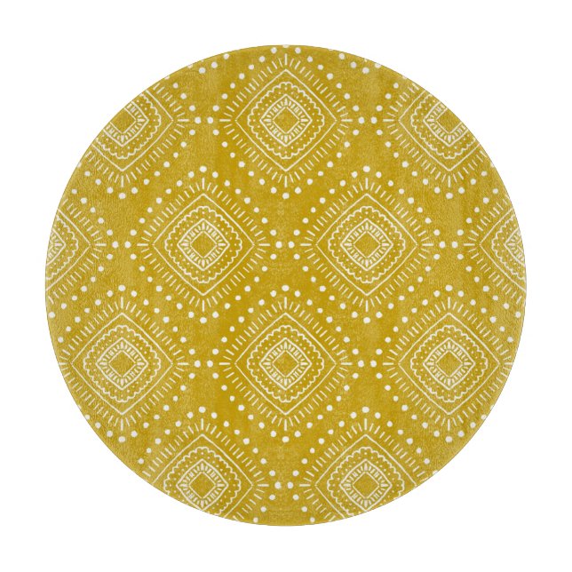 Etniskt geometriskt mönster: guldfärgad gult, vit (Framsidan)