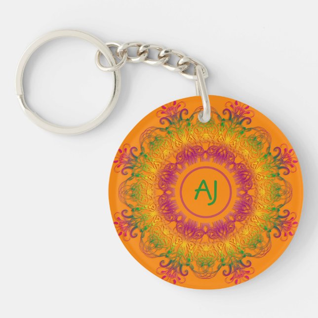 Etniskt gradient mandala. Monogram. Nyckelring (Framsidan)