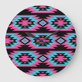 Etniskt Indian: Aztec Motifs. Stor Klocka