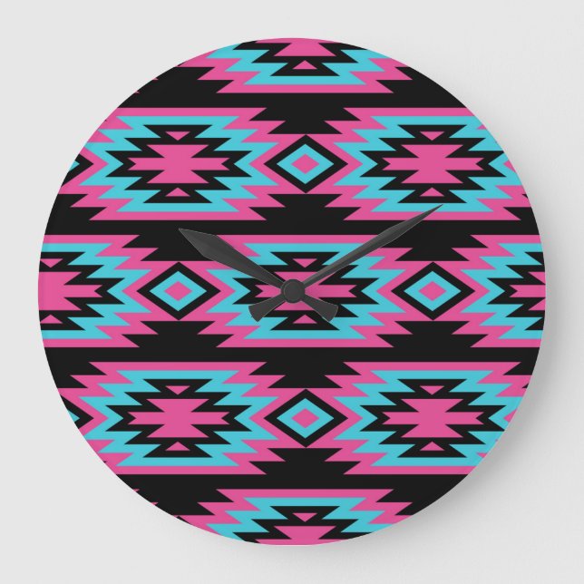 Etniskt Indian: Aztec Motifs. Stor Klocka (Framsida)