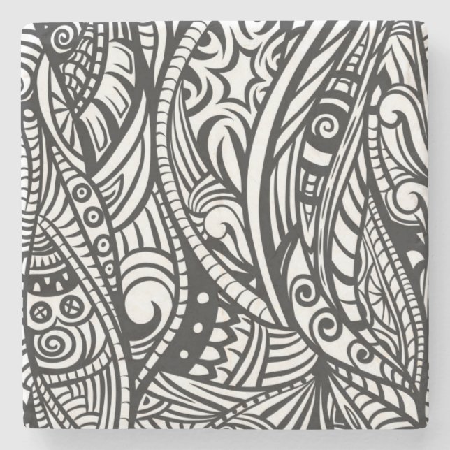 Etniskt mönster 3 stenunderlägg (Framsidan)