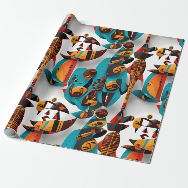 Etniskt Mönster, etnisk design, etnisk härkomst Presentpapper (Utrullad)