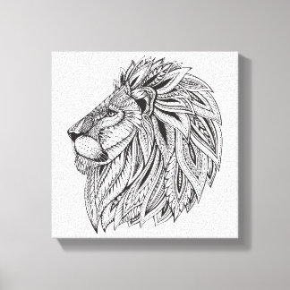 Etniskt mönstrat Lejont huvud 6 Canvastryck